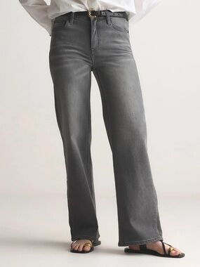 QUINCE ORGANIC COTTON BELLA STRETCH RELAXED STRAIGHT LEG JEANS GRAY SIZE 29